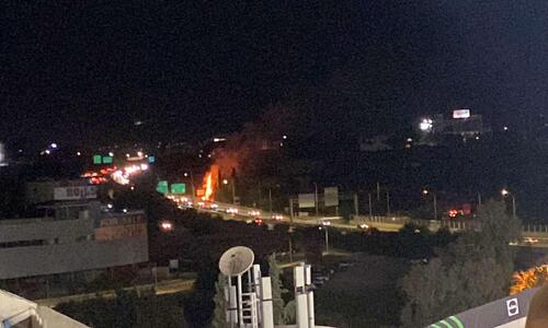 ΒΙΝΤΕΟ ST: Φωτιά στον αυτοκινητόδρομο λίγο έξω από το ΓΣΠ thumb