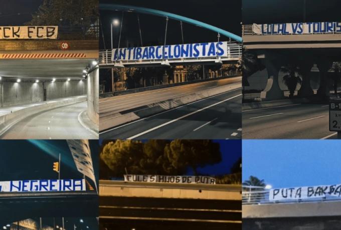Υβριστικά πανό από τους οπαδούς της Εσπανιόλ κατά της Μπαρτσελόνα thumb