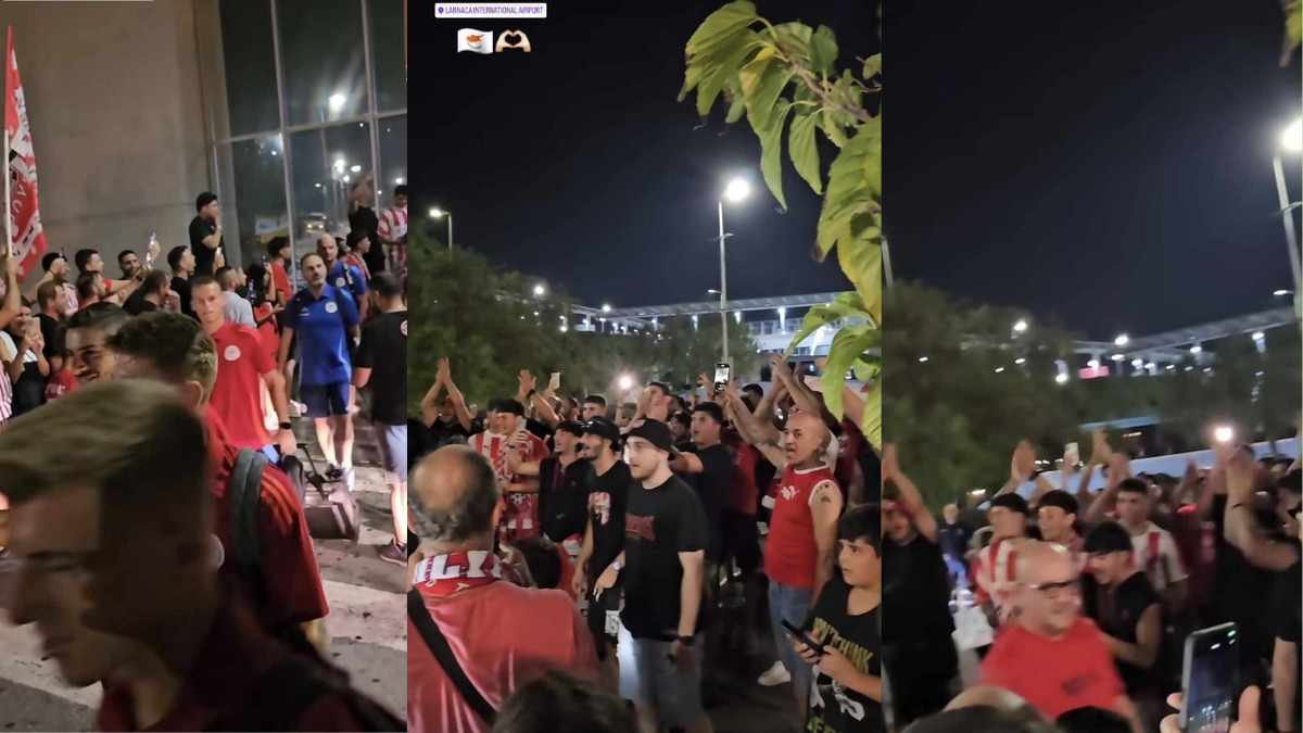 Πανικός στο αεροδρόμιο για την άφιξη του Ολυμπιακού στην Κύπρο (ΒΙΝΤΕΟ) thumb